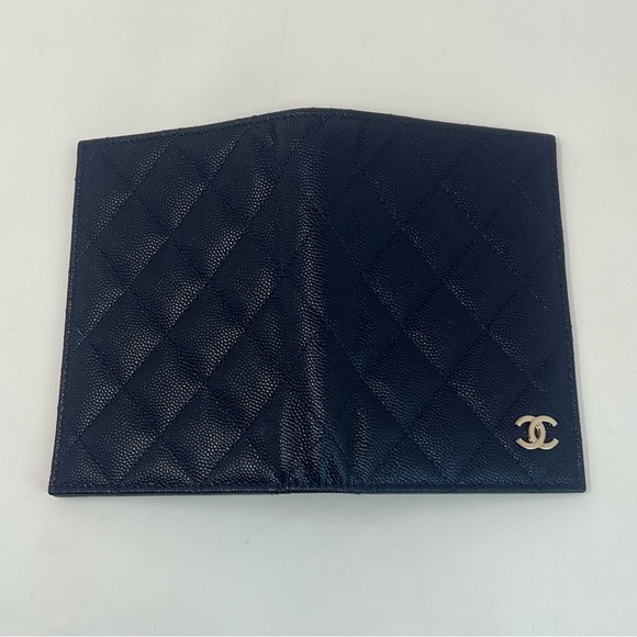 Chanel Navy Blue Caviar Leather Quilted Passport Cover Wallet - Picture 6 of 16